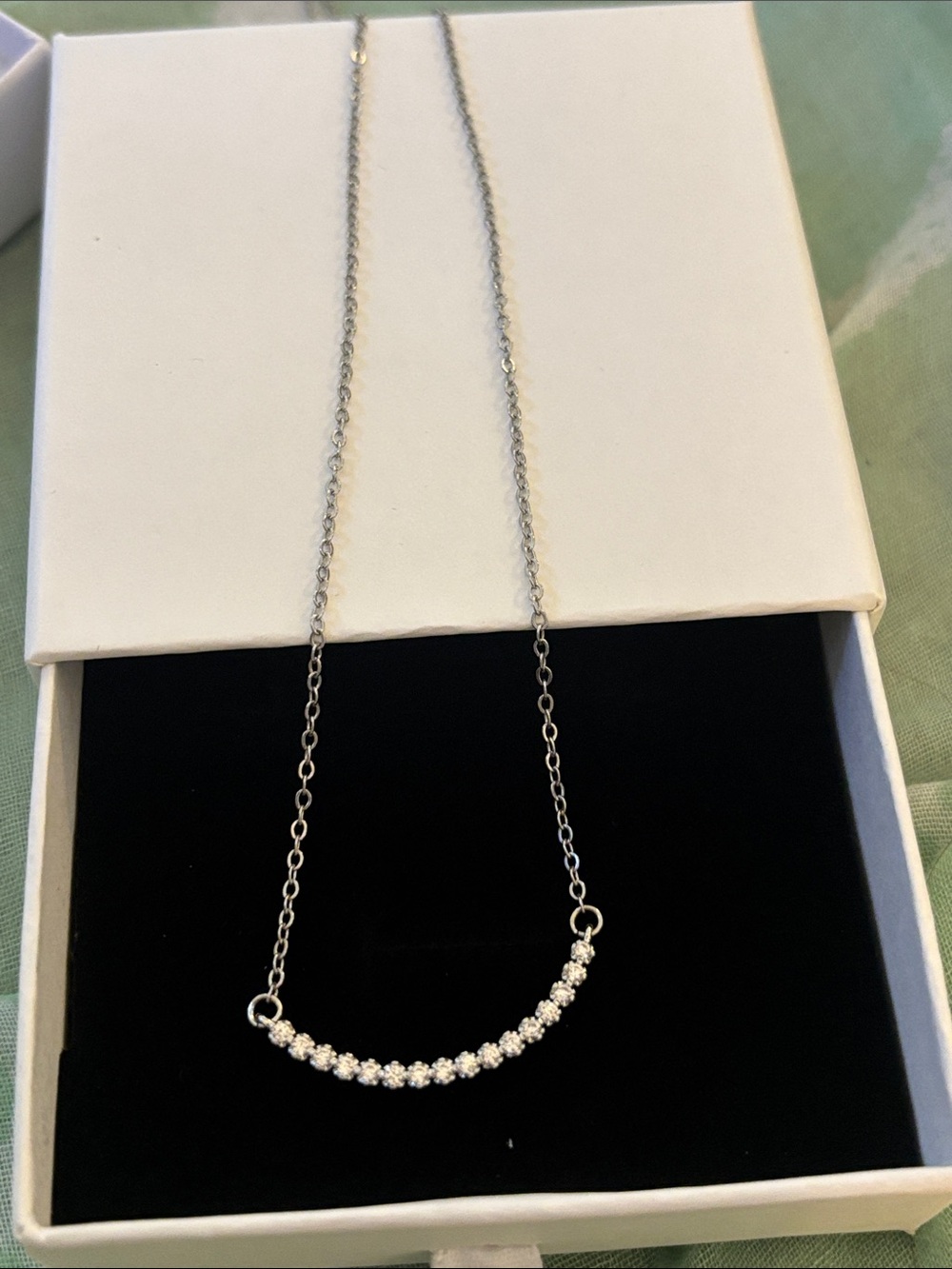 Delicate Silver Curved Crystal Bar - Picture 3 of 3